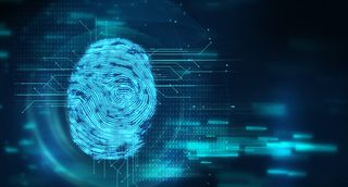 Fingerprint Scanning on blue technology  Illustration