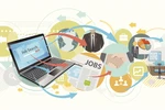 searching job by laptop