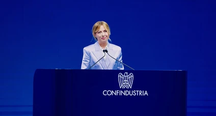 Giorgia Meloni all'assemblea di Confindustria