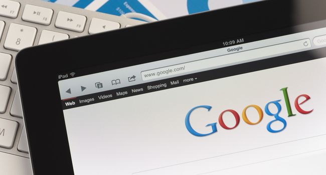 Ipad close-up showing Google