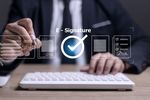 Online business contract Electronic signature, e-signing, digital document management, paperless office, signing business contract concept.