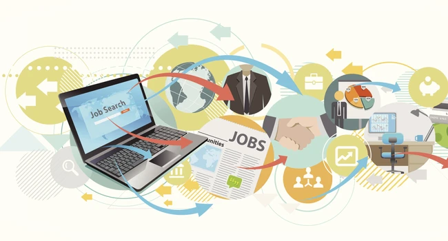 searching job by laptop