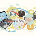 searching job by laptop