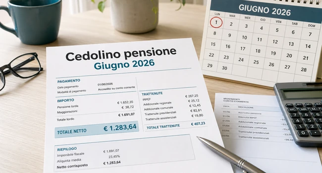 Cedolino pensione INPS di giugno