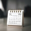 Calendar page July of the year 2025 white color in meeting room in office.