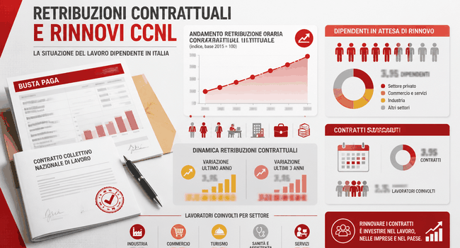 Retribuzioni contrattuali Istat e rinnovi CCNL