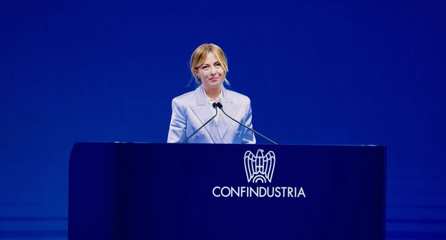 Giorgia Meloni all'assemblea di Confindustria