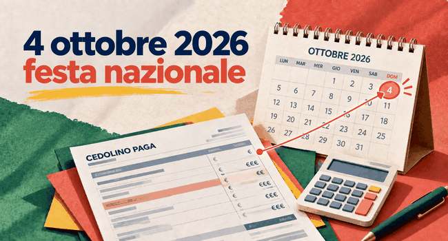 Festività nazionale 4 ottobre in busta paga