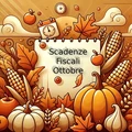 An abstract, cartoon-style image representing October, but rendered in a way that makes it illegible or distorted. The autumn colors like orange, brow